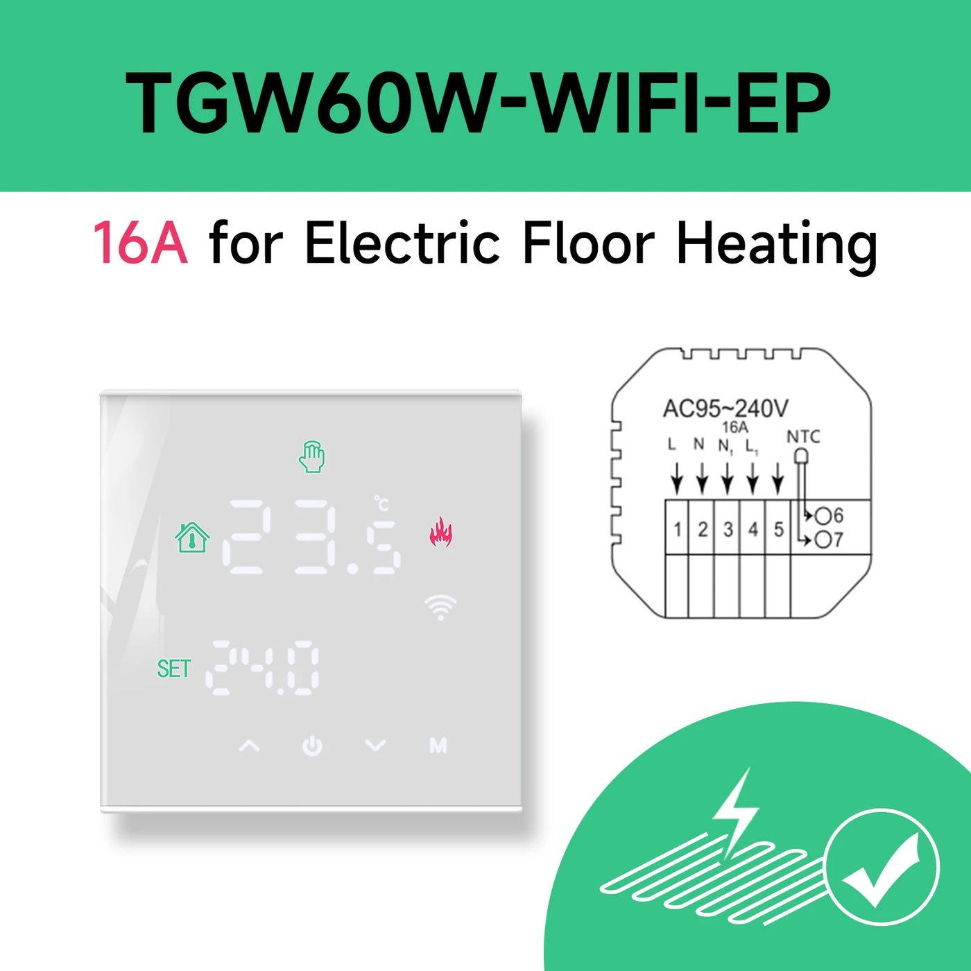 Beok Tuya WiFi Floor Thermostat