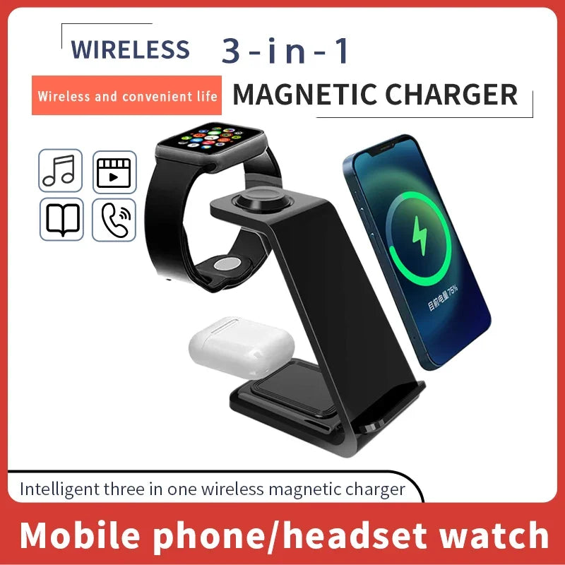 100W 3-in-1 Smartphone Wireless Charger Dock