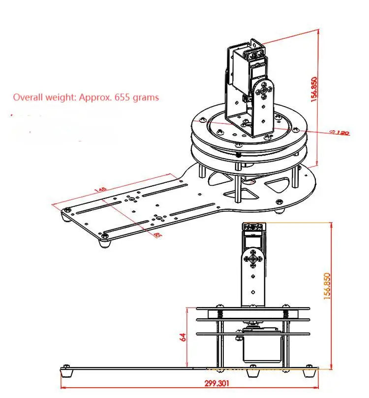 2 DOF Robot Rotating Gimbal Servo Metal Alloy