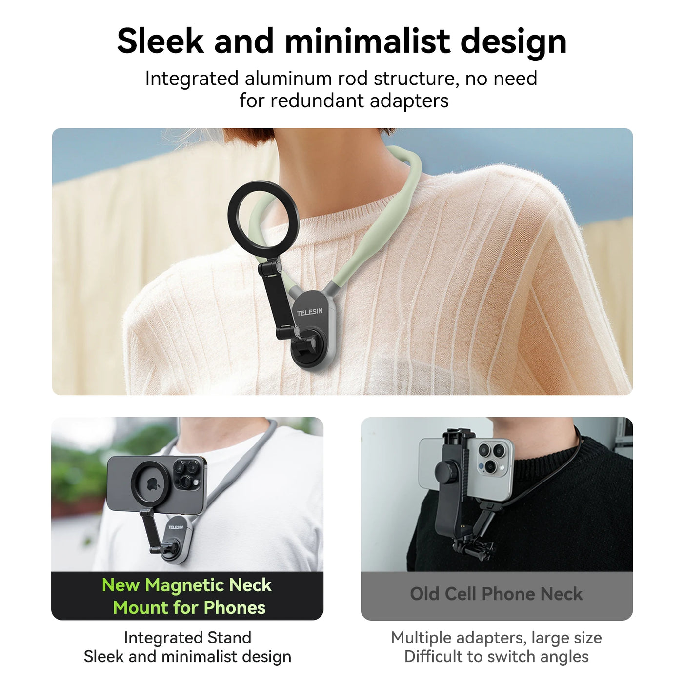 TELESIN Magnetic Neck Mount for Smartphones