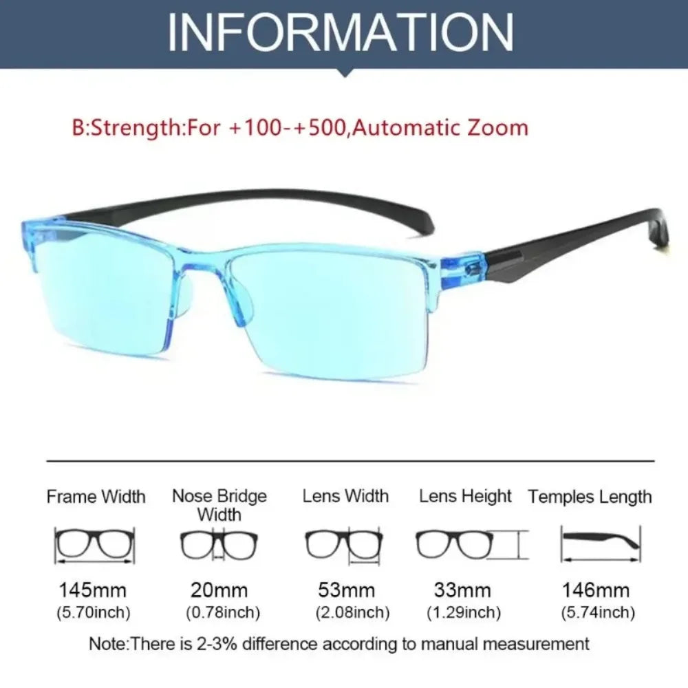 Smart Zoom Reading Glasses with Blue Light Protection