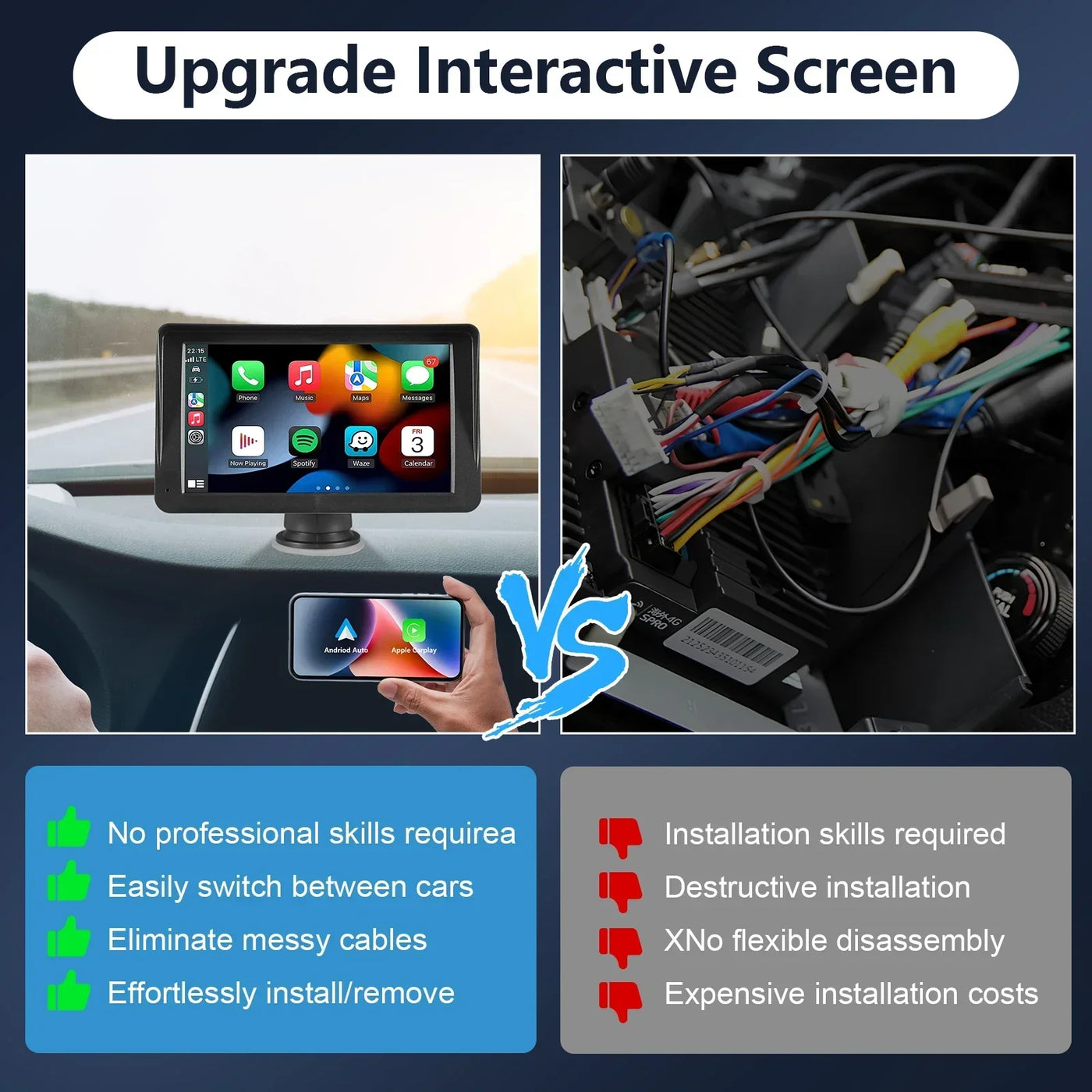 Car Navigation LCD Display Wireless CarPlay